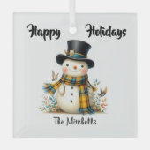Cute Whimsical Snowman Glass Ornament  (Voorkant)