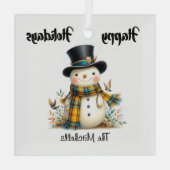 Cute Whimsical Snowman Glass Ornament  (Achterkant)