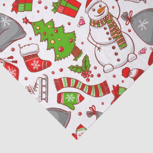 Cute Whimsical Snowman Kerstmis Feestdagen Modern Tissuepapier (Detail)