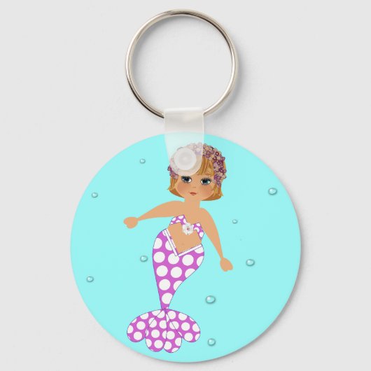 Cute Whimsical Swimming Mermaid Sleutelhanger (Voorkant)