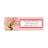 Cute Whimsical Swirl Snowflake Tree Red & Roze Etiket (Voorkant)