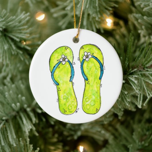 Cute Whimsical-Teenslippers Keramisch Ornament (Boom)