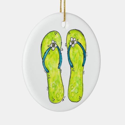 Cute Whimsical-Teenslippers Keramisch Ornament (Rechts)