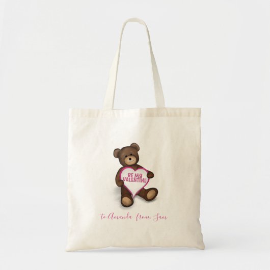 Cute Whimsical Valentijnsdag Teddy Bear Tote Bag (Voorkant)
