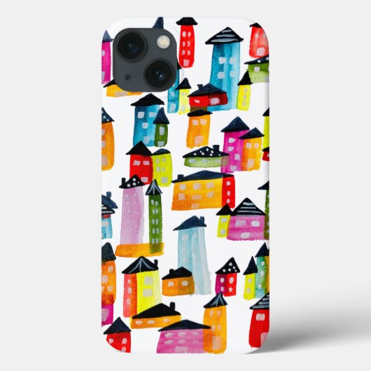Cute whimsical waterverf houses Case-Mate iPhone case (Achterkant)
