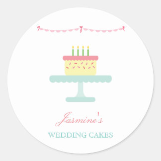 Cute Whimsical Wedding Cake Business Sticker ETIBE