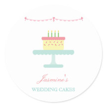 Cute Whimsical Wedding Cake Business Sticker ETIBE