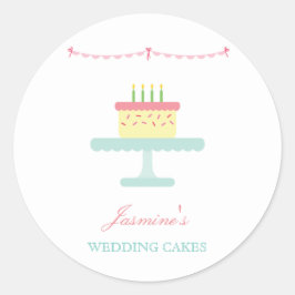 Cute Whimsical Wedding Cake Business Sticker ETIBE