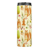 Cute Whimsical Woodland Waterverf Fox Pattern Thermosbeker (Achterkant)