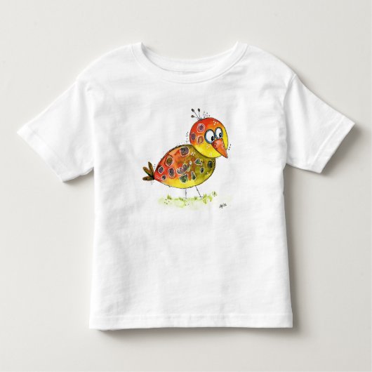 Cute Whimsical Yellow Bird T-Shirt (Voorkant)