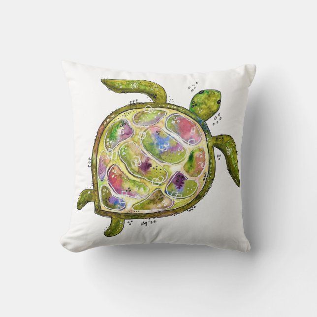 Cute Whimsical Zee Turtle Kussen (Voorkant)