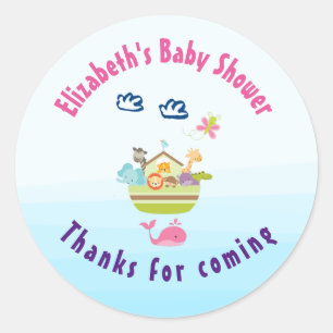Cute Whimsical Zoo Animal Ark Baby shower Bedankt Ronde Sticker