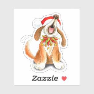 Cute whimsy kerstcarol zingende hond sticker