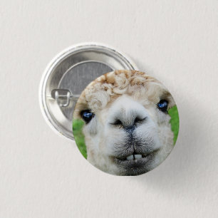 Cute White Alpaca Face Ronde Button 3,2 Cm