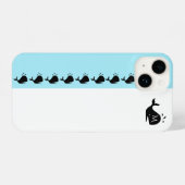 Cute White and Blue Custom Initial Black Whale iPhone Hoesje (Achterkant horizontaal)