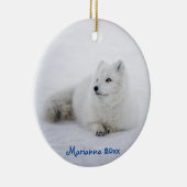Cute White Arctic Fox in Snow Keramisch Ornament (Rechts)
