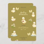 Cute White Baby shower Canard Invitation (Devant / Derrière)
