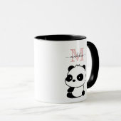 Cute White Black Panda Modern Pink Monogram Mok (Voorkant rechts)