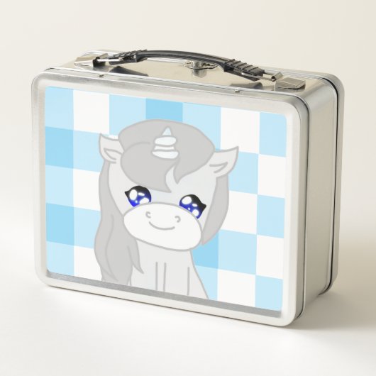 Cute White & Blue Unicorn Themed Lunchbox (Dos)