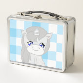 Cute White & Blue Unicorn Themed Lunchbox (Devant)