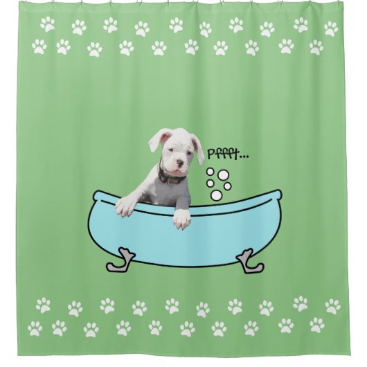 Cute White Boxer Dog - Shower Curtain Douchegordijn (Voorkant)