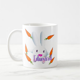Cute White Bunny & Carrots Koffiemok