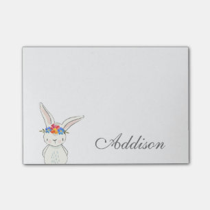 Cute White Bunny Flower Crown Post-it® Notes