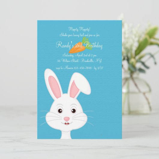 Cute White Bunny Invitation (Debout devant)