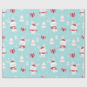 Cute White Bunny-kerstpatroon Cadeaupapier (Vlak)