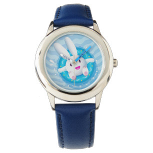 Cute White Bunny Pool Horloge