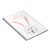 Cute White Bunny Rabbit Gratitude Journal Pink Notitieboek (Rechterzijde)