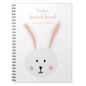 Cute White Bunny Rabbit Gratitude Journal Pink Notitieboek (Voorkant)