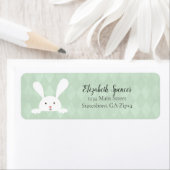 Cute White Bunny Rabbit Return Address | Groen Etiket (Insitu)