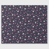 Cute White Bunny Rabbits and Flowers Pattern Cadeaupapier (Vlak)