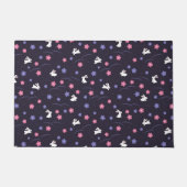 Cute White Bunny Rabbits and Flowers Pattern Deurmat (Voorkant)