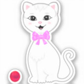 Cute White Cat Cartoon Sticker (Voorkant)