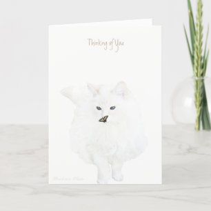 Cute White cat—Denking of You: Kaart