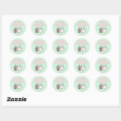 Cute White Cat&Funny Caffeine Pastel Ronde Sticker (Vel)