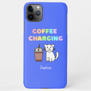 Cute White Cat&Funny Coffee Caffeine Rainbow iPhone 11Pro Max Hoesje