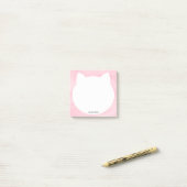 Cute White Cat Head Silhouette Pink Waterverf Post-it® Notes (Op bureau)