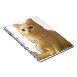Cute White Cat "I'm Just a Girl" Aesthetic Notitieboek
