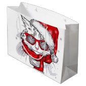 Cute White Cat Merry kerst Groot Cadeauzakje (Achterkant Gekanteld)