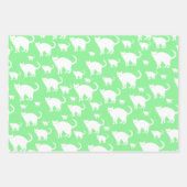Cute White Cat Pattern, Green Background Inpakpapier Vel (Voorkant 2)