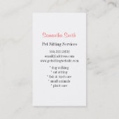 Cute White Cat Pet Sitting Service Visitekaartje (Achterkant)