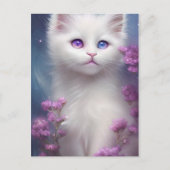 Cute White Cat Portrait Briefkaart (Voorkant)