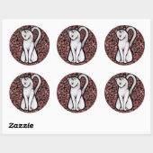 Cute White Cat Ronde Sticker (Vel)