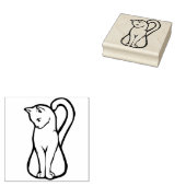 Cute White Cat Rubberstempel (Gestempeld)