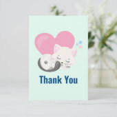 Cute White Cat Slaping Dank je Bedankkaart (Staand voorkant)