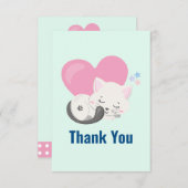 Cute White Cat Slaping Dank je Bedankkaart (Voorkant / Achterkant)