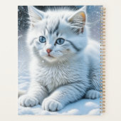 Cute White Chat Jouer dans la neige Personnalisé (Dos)